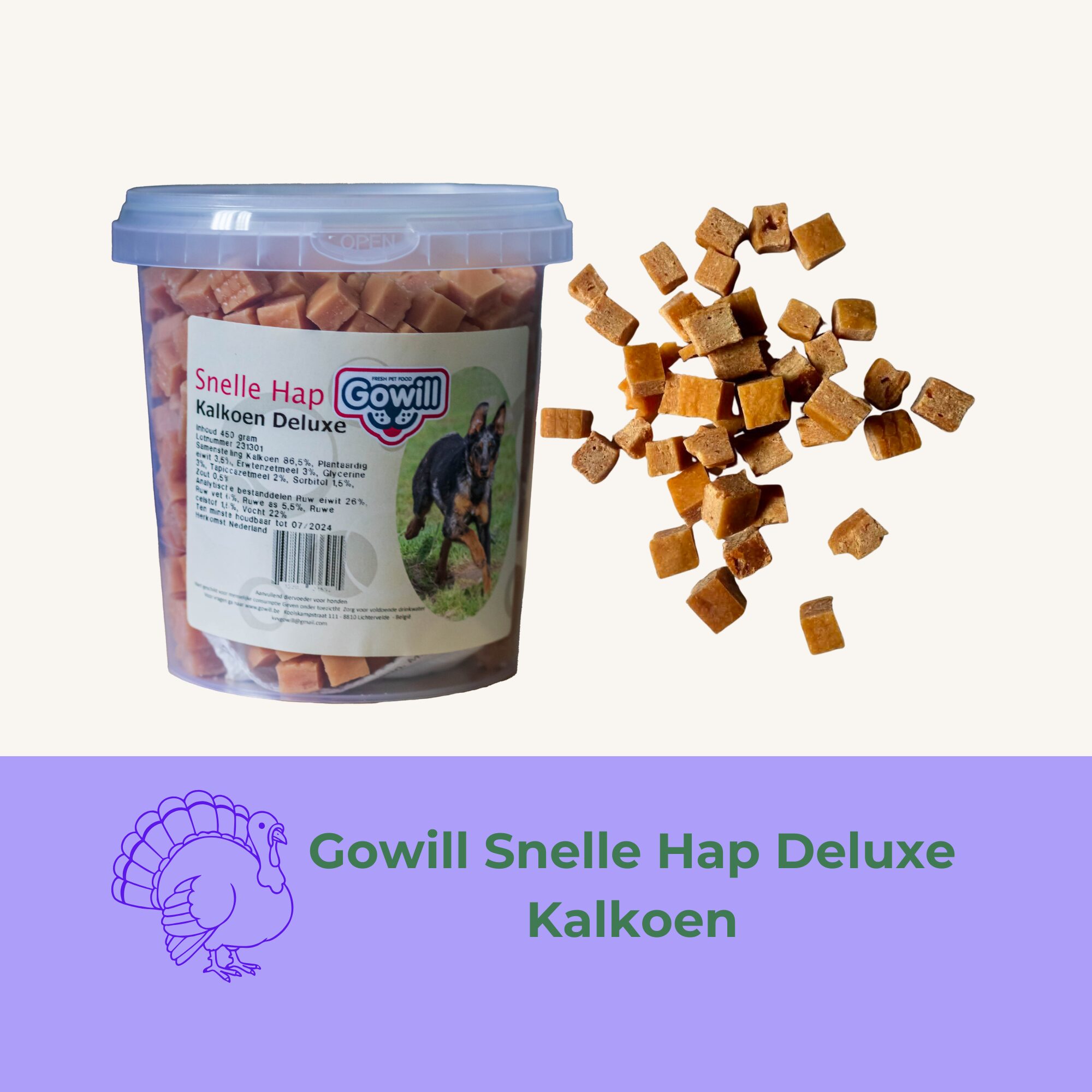 Gowill Snelle hap Deluxe Kalkoen snack hond